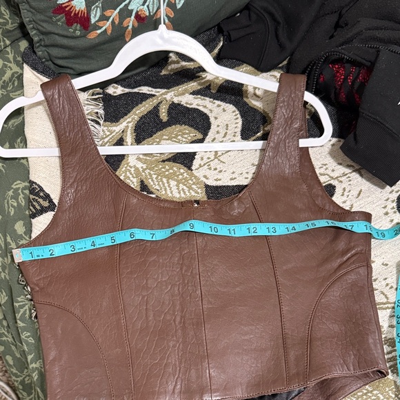 New! Brown Leather Vest/Top - Picture 6 of 6